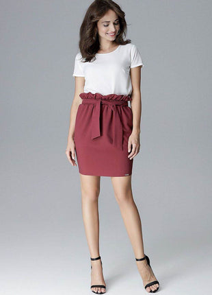 Pleated Waist Skirt with Tie Belt & Slide Pockets - MimiStylez