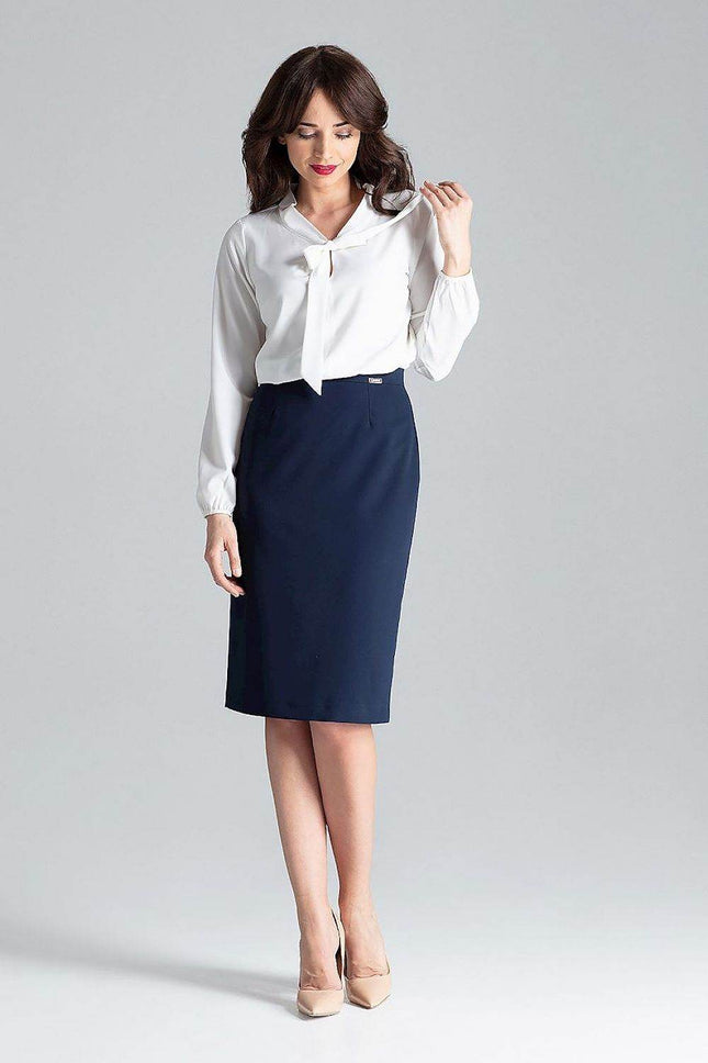 Long Sleeve Blouse with Decorative Neck Tie - MimiStylez