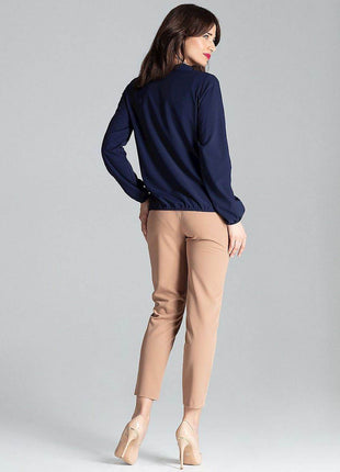Long Sleeve Blouse with Decorative Neck Tie - MimiStylez