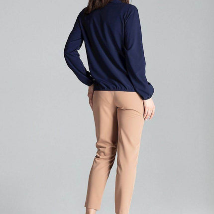 Long Sleeve Blouse with Decorative Neck Tie - MimiStylez