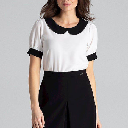 Elegant Blouse with Short Sleeves & Tailored Fit - MimiStylez