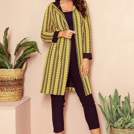 Long Jacquard Cardigan Jacket with Pockets - MimiStylez