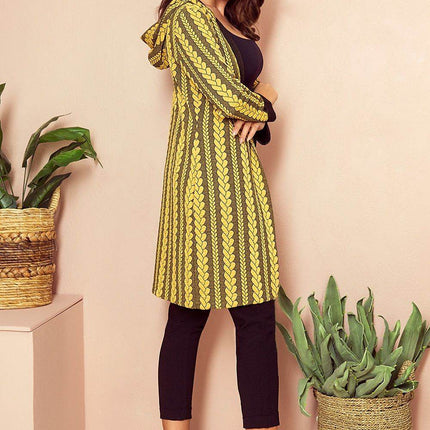 Long Jacquard Cardigan Jacket with Pockets - MimiStylez