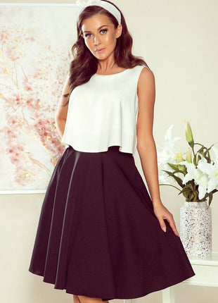 Flared Black Midi Skirt with Pockets & Back Zipper - MimiStylez