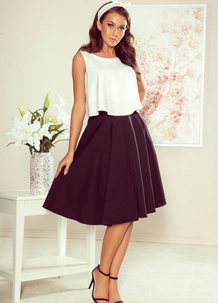 Flared Black Midi Skirt with Pockets & Back Zipper - MimiStylez