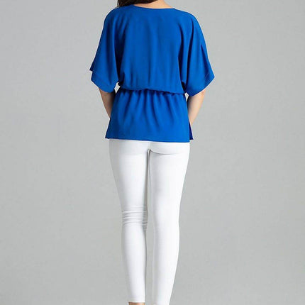 Loose-Fit Blouse with Short Kimono Sleeves & Envelope Neckline - MimiStylez