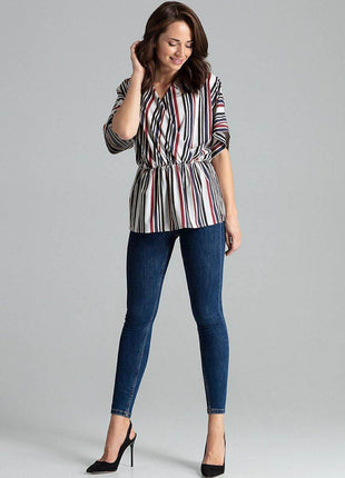 Loose-Fit Blouse with Short Kimono Sleeves & Envelope Neckline - MimiStylez
