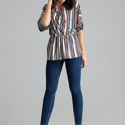 Loose-Fit Blouse with Short Kimono Sleeves & Envelope Neckline - MimiStylez