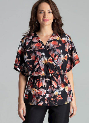 Loose-Fit Blouse with Short Kimono Sleeves & Envelope Neckline - MimiStylez