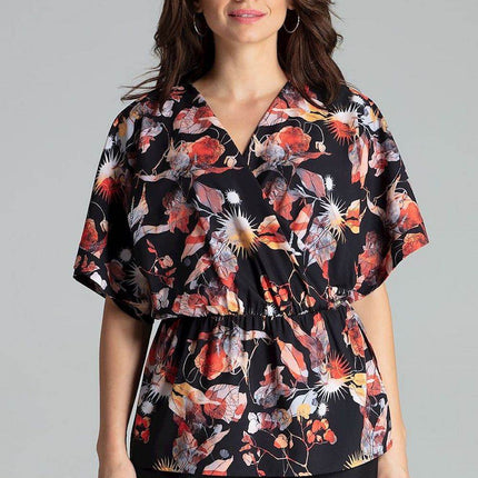Loose-Fit Blouse with Short Kimono Sleeves & Envelope Neckline - MimiStylez