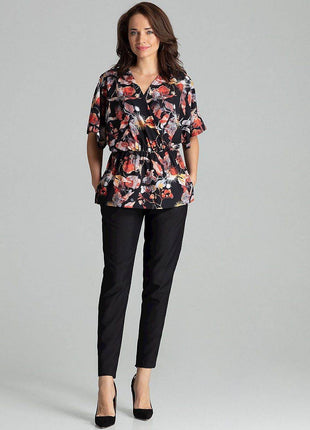 Loose-Fit Blouse with Short Kimono Sleeves & Envelope Neckline - MimiStylez