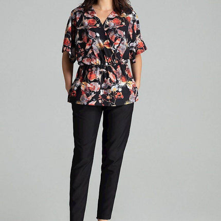 Loose-Fit Blouse with Short Kimono Sleeves & Envelope Neckline - MimiStylez