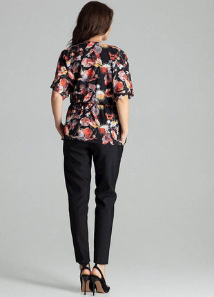 Loose-Fit Blouse with Short Kimono Sleeves & Envelope Neckline - MimiStylez
