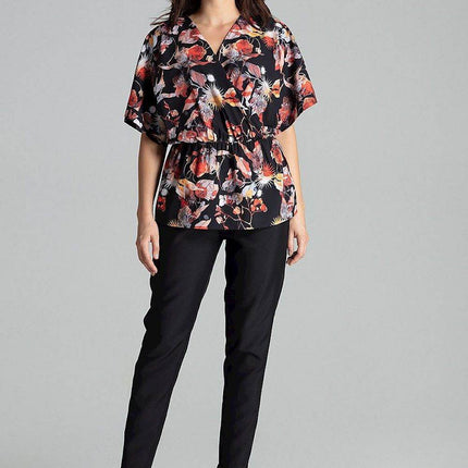 Loose-Fit Blouse with Short Kimono Sleeves & Envelope Neckline - MimiStylez