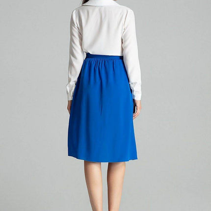 Sapphire Wrap-Front Midi Skirt with Pleated Waist & Buckle - MimiStylez