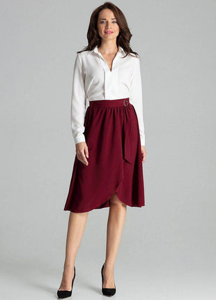 Sapphire Wrap-Front Midi Skirt with Pleated Waist & Buckle - MimiStylez