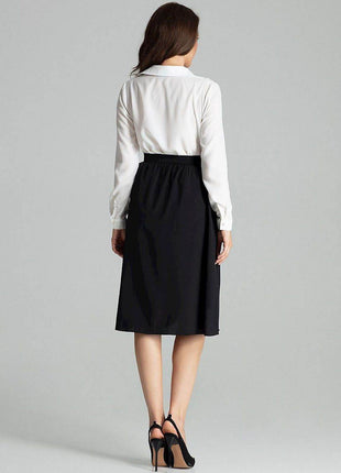 Sapphire Wrap-Front Midi Skirt with Pleated Waist & Buckle - MimiStylez