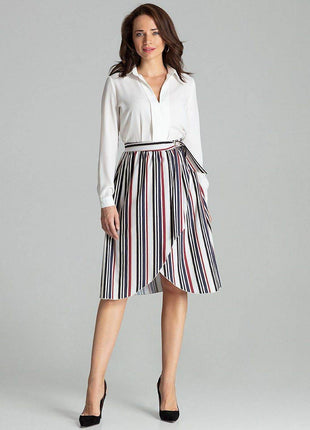 Sapphire Wrap-Front Midi Skirt with Pleated Waist & Buckle - MimiStylez