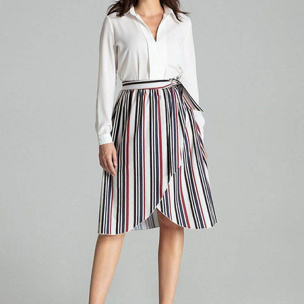 Sapphire Wrap-Front Midi Skirt with Pleated Waist & Buckle - MimiStylez