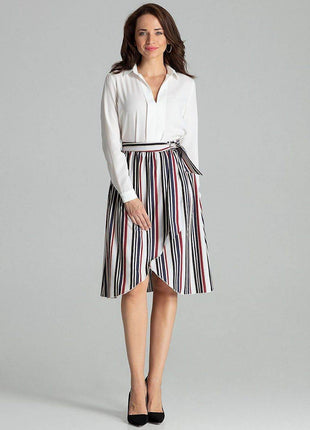 Sapphire Wrap-Front Midi Skirt with Pleated Waist & Buckle - MimiStylez