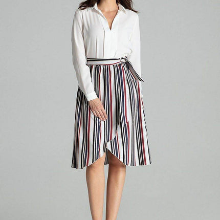 Sapphire Wrap-Front Midi Skirt with Pleated Waist & Buckle - MimiStylez