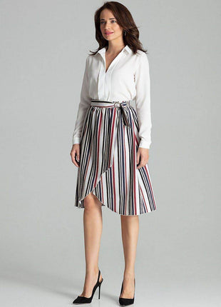 Sapphire Wrap-Front Midi Skirt with Pleated Waist & Buckle - MimiStylez