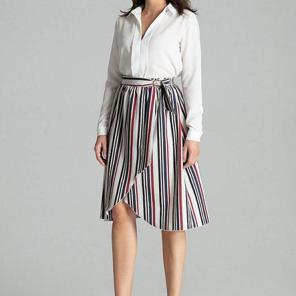 Sapphire Wrap-Front Midi Skirt with Pleated Waist & Buckle - MimiStylez