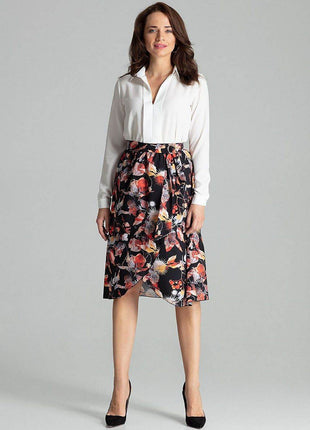 Sapphire Wrap-Front Midi Skirt with Pleated Waist & Buckle - MimiStylez