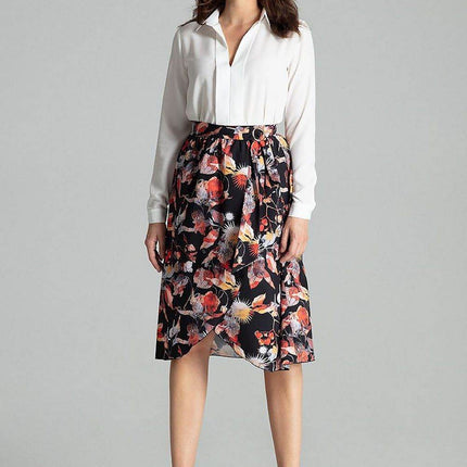 Sapphire Wrap-Front Midi Skirt with Pleated Waist & Buckle - MimiStylez