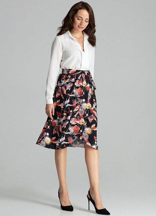 Sapphire Wrap-Front Midi Skirt with Pleated Waist & Buckle - MimiStylez