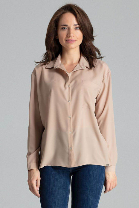 Simple Long Sleeve Shirt with Button Fastening and Chest Pocket - MimiStylez