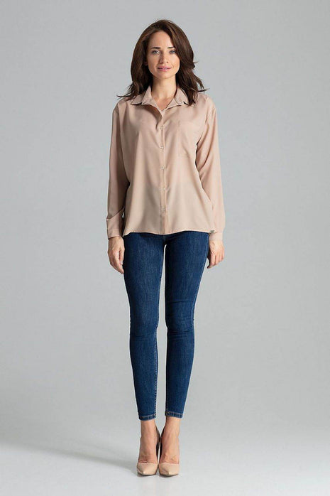 Simple Long Sleeve Shirt with Button Fastening and Chest Pocket - MimiStylez