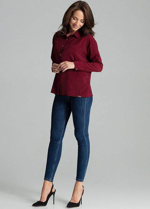 Simple Long Sleeve Shirt with Button Fastening and Chest Pocket - MimiStylez