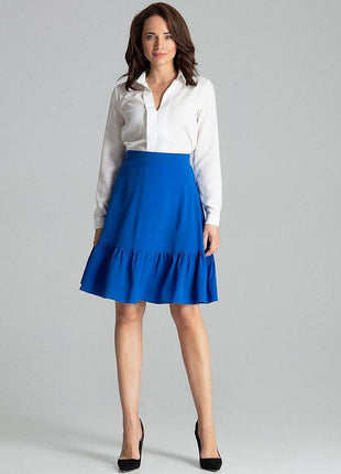 Flared Knee-Length Skirt with Decorative Ruffle & Side Zip - MimiStylez