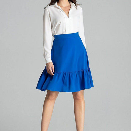 Flared Knee-Length Skirt with Decorative Ruffle & Side Zip - MimiStylez
