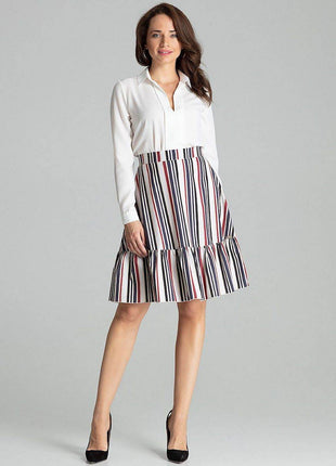 Flared Knee-Length Skirt with Decorative Ruffle & Side Zip - MimiStylez