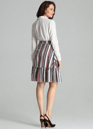 Flared Knee-Length Skirt with Decorative Ruffle & Side Zip - MimiStylez