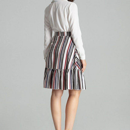 Flared Knee-Length Skirt with Decorative Ruffle & Side Zip - MimiStylez
