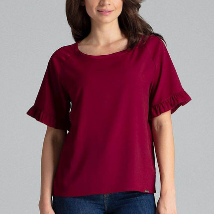 Elegant Blouse – Raglan Sleeves & Half-Round Neckline - MimiStylez