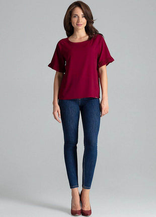 Elegant Blouse – Raglan Sleeves & Half-Round Neckline - MimiStylez