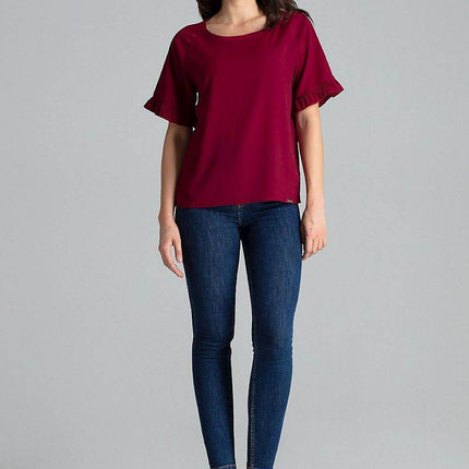 Elegant Blouse – Raglan Sleeves & Half-Round Neckline - MimiStylez