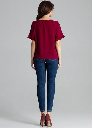 Elegant Blouse – Raglan Sleeves & Half-Round Neckline - MimiStylez