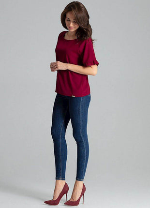 Elegant Blouse – Raglan Sleeves & Half-Round Neckline - MimiStylez