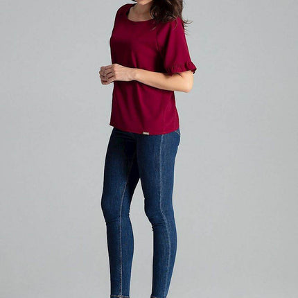 Elegant Blouse – Raglan Sleeves & Half-Round Neckline - MimiStylez