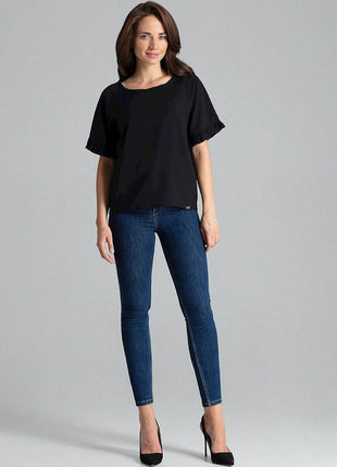 Elegant Blouse – Raglan Sleeves & Half-Round Neckline - MimiStylez