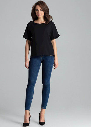 Elegant Blouse – Raglan Sleeves & Half-Round Neckline - MimiStylez