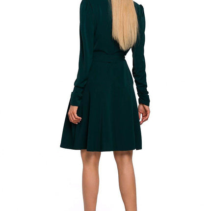 Wrap Midi Dress with Waist Tie, Long Sleeves & Asymmetrical Frill Hem - MimiStylez