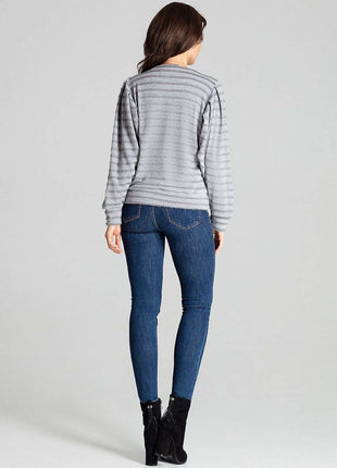 Knitted Top with Kimono Sleeves and Half-Round Neckline - MimiStylez