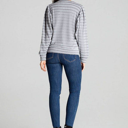 Knitted Top with Kimono Sleeves and Half-Round Neckline - MimiStylez