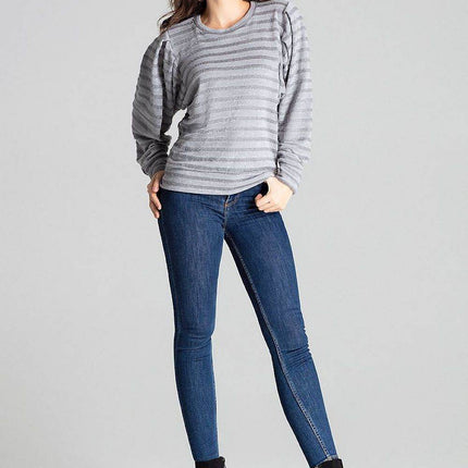 Knitted Top with Kimono Sleeves and Half-Round Neckline - MimiStylez